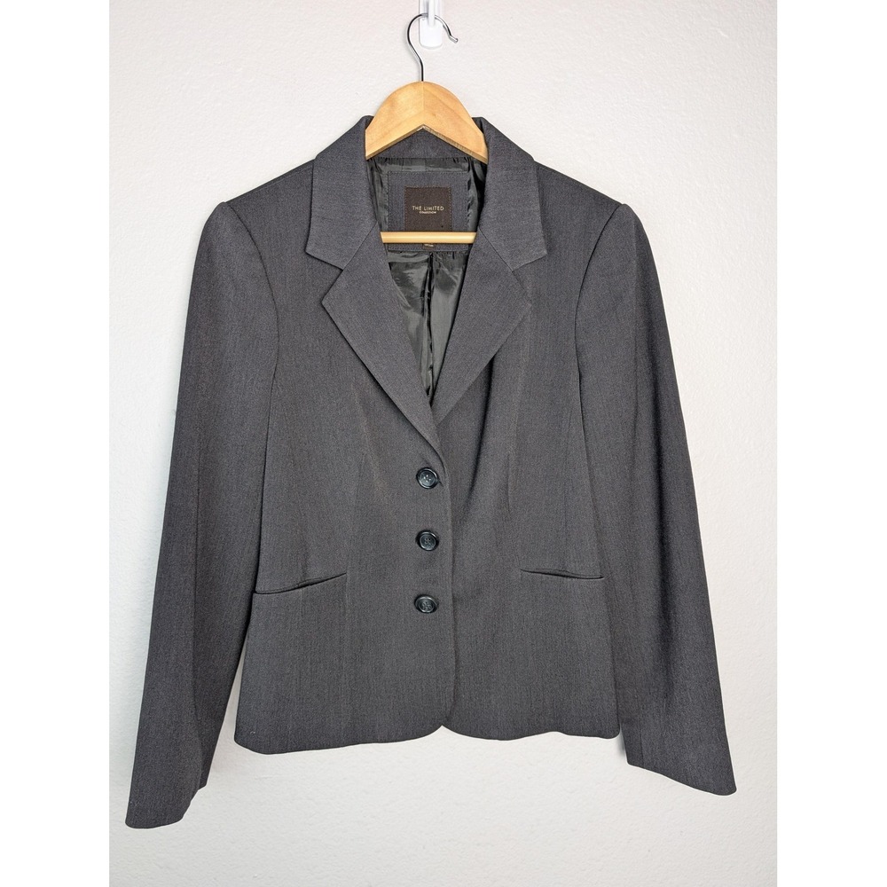 The Limited Blazer Womens 6 Gray Stretch Lined 4 Button Career Jacket Work‎